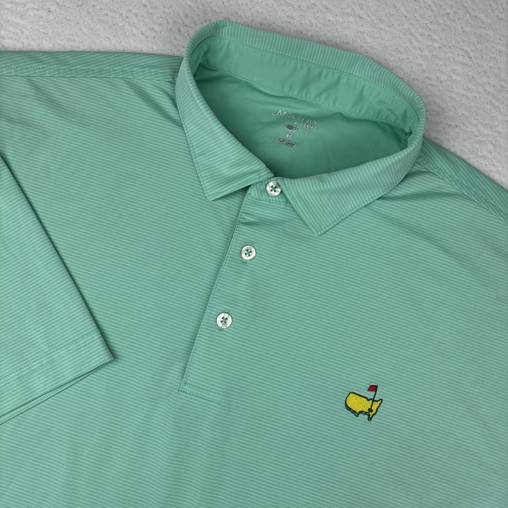 MASTERS TECH Mens Golf Polo Shirt XL Green Performance Lightweight Stretch Flex